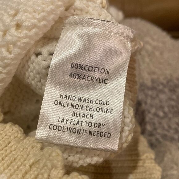 Anthro. Broadway 38 Pointelle Coquet Sweater L ivory ruffle neck - Picture 5 of 5